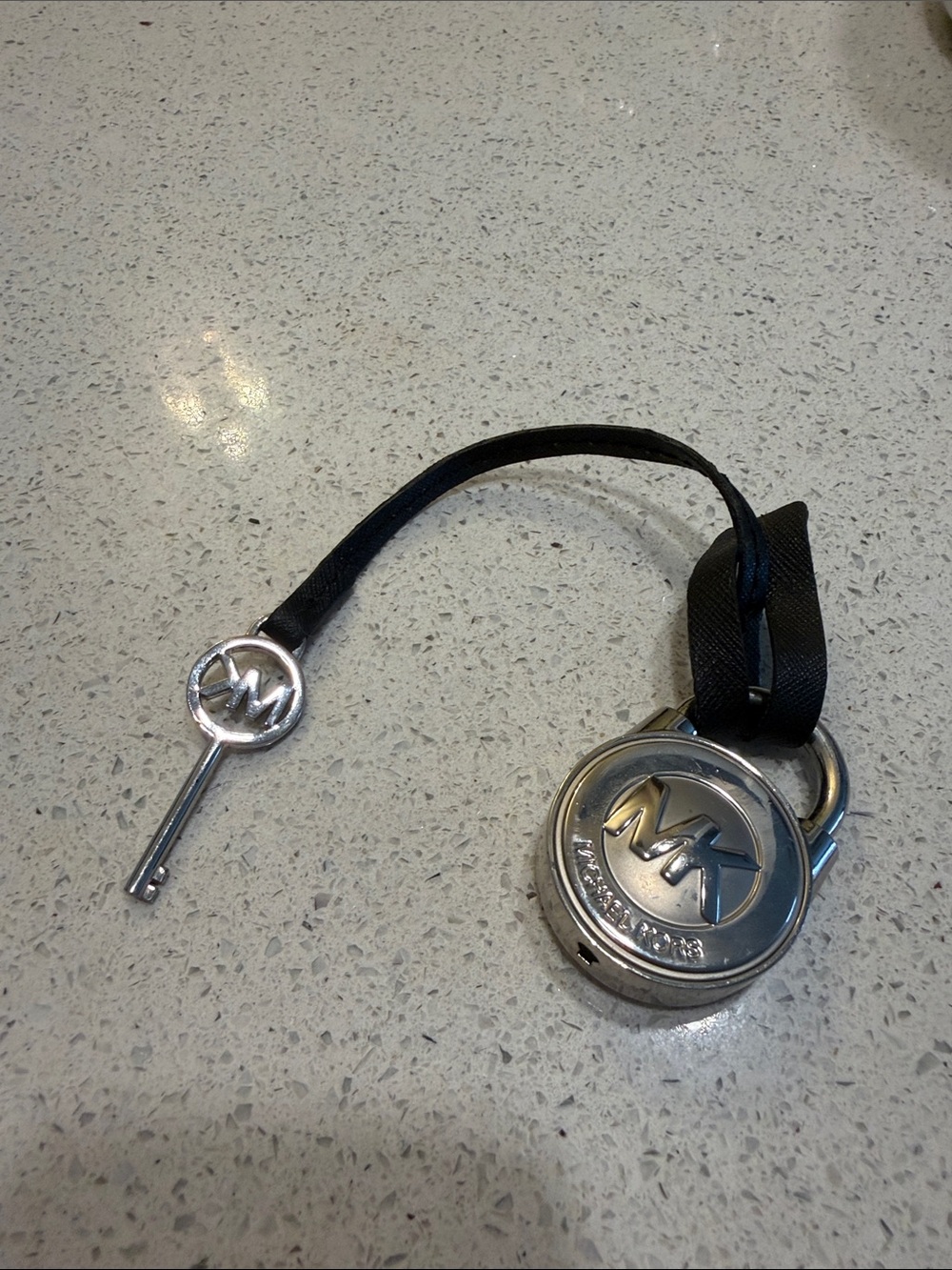 Michael Kors Hamilton Padlock and Key Bag Charm Black & Silver
